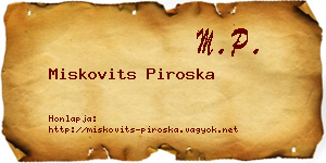 Miskovits Piroska névjegykártya